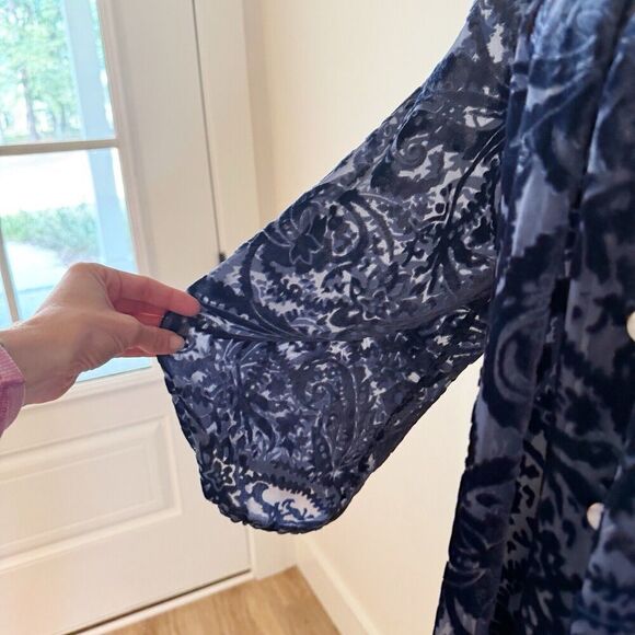 Sundance Velvet Burnout Blue Jewel Swing Top Ophira Blouse Small - Picture 5 of 7